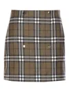 Burberry Button-embellished Checked Wool-twill Mini Skirt In Brown