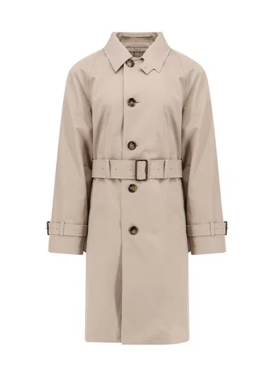 Burberry Organic Cotton Trench With Check Lining In Beige