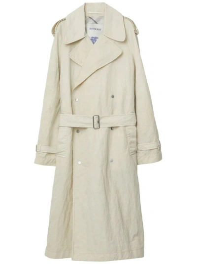 Burberry Double-breasted Belted Trench Coat In Beige