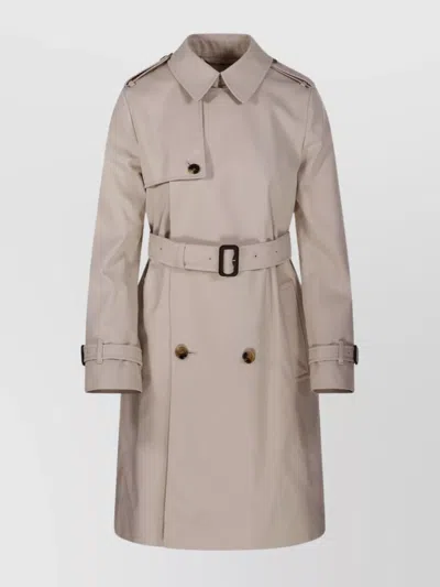 Burberry Trench Coat Belted At Waist With Epaulettes In Taupe