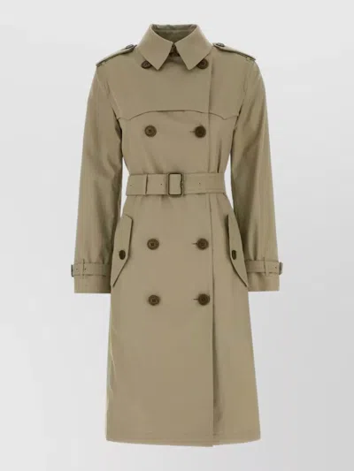 Burberry Trench Coat Belted Waist Double Breasted In Brown