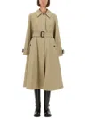 Burberry Cotton Trench Coat Adjustable Waistband In Neutral