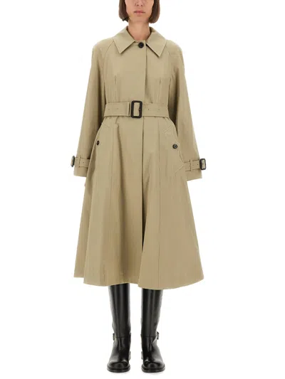 Burberry Beige Gabardine Ellingham Fit-and-flare Coat In Neutral