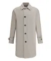 Burberry Long Cotton Double-breasted Coat With Notched Lapel In Grey