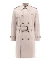 Burberry Men Cotton Blend Trench With Check Lining In Grey
