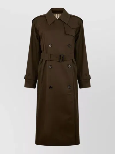 Burberry Trench Coat Long Belted Waist Detail In Brown