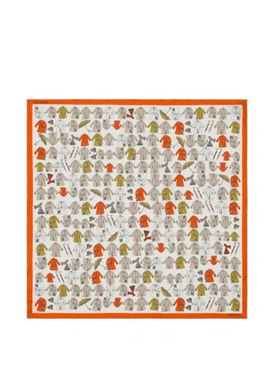 Burberry Trench Coat Silk Scarf In Multi