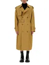 Burberry Double-breasted Long Trench Coat In Beige