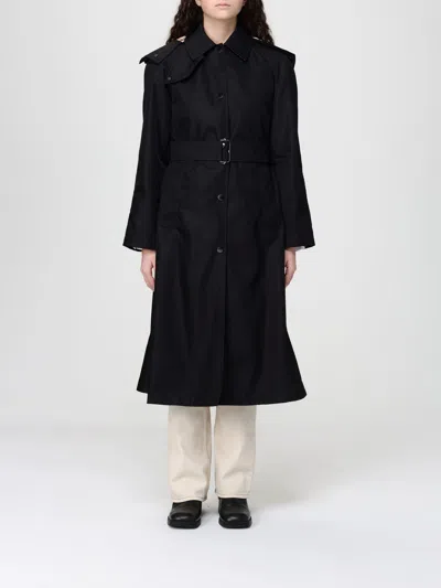 Burberry Double Breasted Cotton Trench Coat In Black