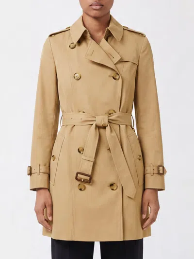 Burberry Trench Coat Woman Color Beige In Multi