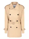Burberry Short Trench Coat With Double-breasted Closure In Beige