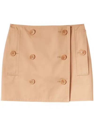 Burberry Ladies Pale Nude Cotton Gabardine Trench Mini Skirt In Beige