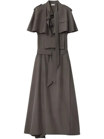 Burberry Silk Trench Midi Dress In Multi