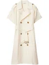 Burberry Waist Belted Short Sleeves Epaulettes Lapels In White