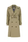 Burberry Women Sage Green Gabardine Trench Coat In Green