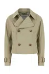 Burberry Women Grey Double-breasted Jacket With Notched Collar And Belted Cuffs In Cotton Blend Woma In Green