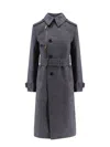 Burberry Cotton Blend Trench With Burrberry Check Lining In Grey