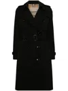 Burberry Double Breasted Belted Trench Coat In Black