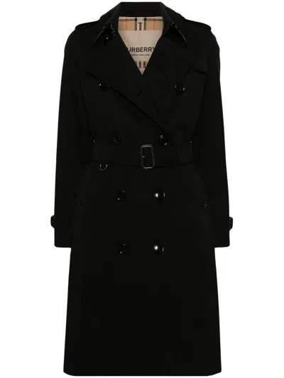 Burberry Trench Heritage Kensington Lungo In Black