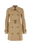 Burberry Women Beige Gabardine Heritage Chelsea Trench Coat In Honey
