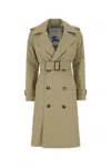 Burberry Women Sage Green Gabardine Trench Coat