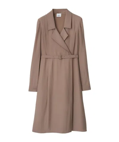 Burberry Trench Lapel Dress In Brown