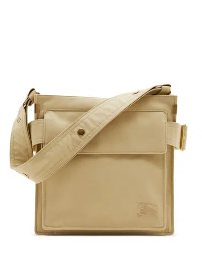 Burberry Trench Logo-embroidered Messenger Bag In Black