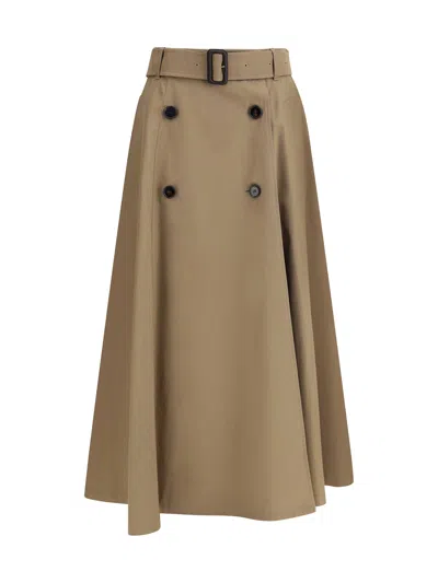 Burberry "brenda" Midi Skirt In Brown