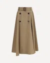 Burberry Beige Skirt With Adjustable Belt And Button Closure In Cotton Woman In Brown