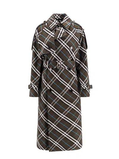 BURBERRY BLACK COTTON CHECK TRENCH