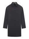 Burberry Long Reversible Car Coat In Gabardine In Negro