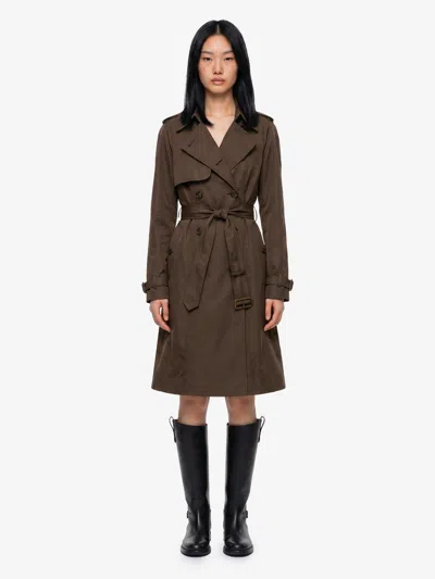 Burberry Long Pembury Trench Coat In Gabardine In Brown