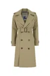 Burberry Women Sage Green Gabardine Trench Coat In Skylark