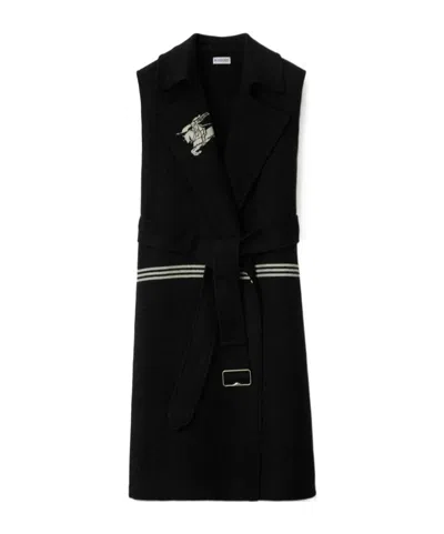 Burberry Trench Sleeveless Windbreaker In Black