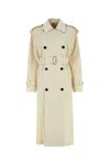 Burberry Structured Belted Trench Coat In White