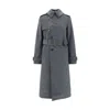 Burberry Grey Cotton Blend Trench Coat Women In Gray