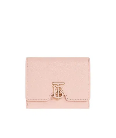 Burberry Tri-fold Grained-leather Purse In Pink