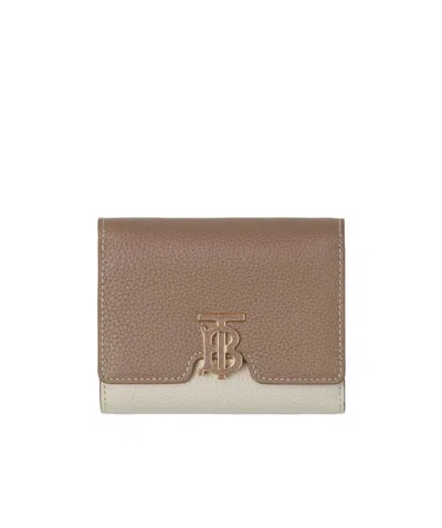 Burberry Tri-tone Grained-effect Wallet In Brown