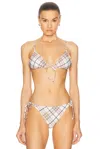 Burberry Triangle Bikini Top In Cotton Ip Check