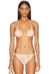 Burberry Beige Check Bikini Top In Teacup Ip Check