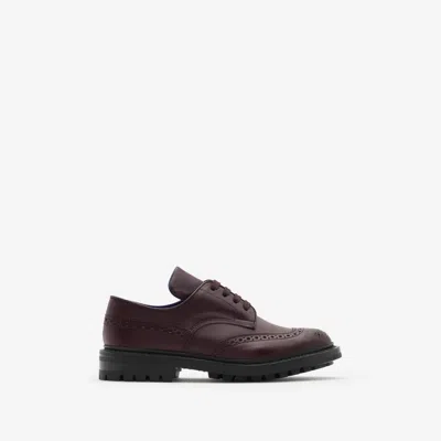 Burberry Tricker's Leather Devon Brogues In Aubergine