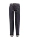 Burberry Cotton Blend Trouser With Metal Belt Loop In Blue