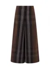 Burberry Brown Check Print Wide Leg Trouser In Brown