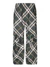 Burberry Men's Check Pattern Trousers With Elastic Waist And Drawstring