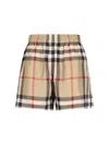 Burberry Check Silk Shorts In Beige