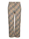Burberry Beige Cargo Pants With Vintage Check Motif In Linen And Cotton Blend Man In Beige