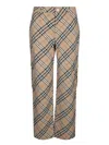 Burberry Beige Cargo Pants With Vintage Check Motif In Linen And Cotton Blend Man In Beige