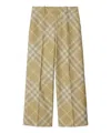 Burberry Checkered Design Wool Trousers For Women In Beige