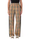 Burberry Checked Pattern Wide Leg Trousers In Brown