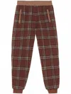 Burberry Trousers Featuring Elastic Waistband And Check Pattern In Brown
